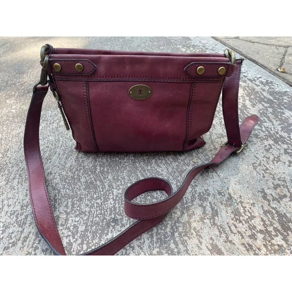 Fossil Burgundy Leather Crossbody Bag